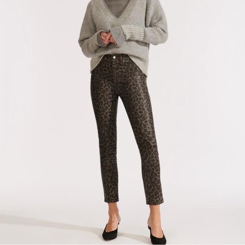 VERONICA‎ BEARD Brooke Mid Rise Skinny in Coated Leopard Jeans Size 25
